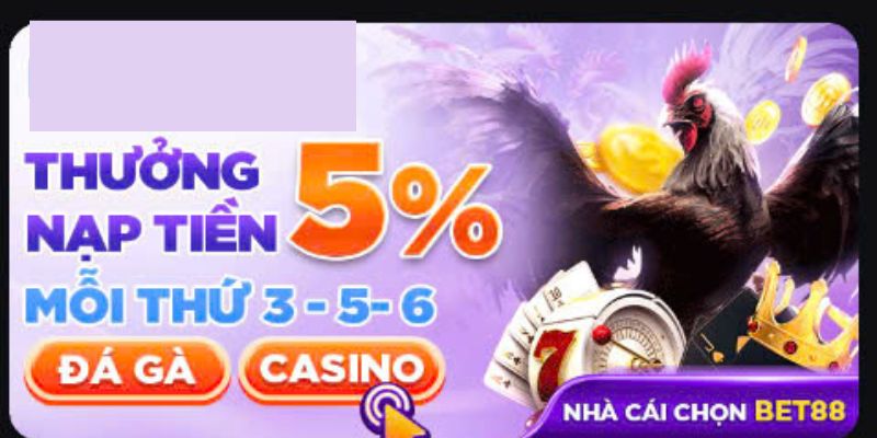 Sự kiện thưởng nạp 5% các ngày trong tuần